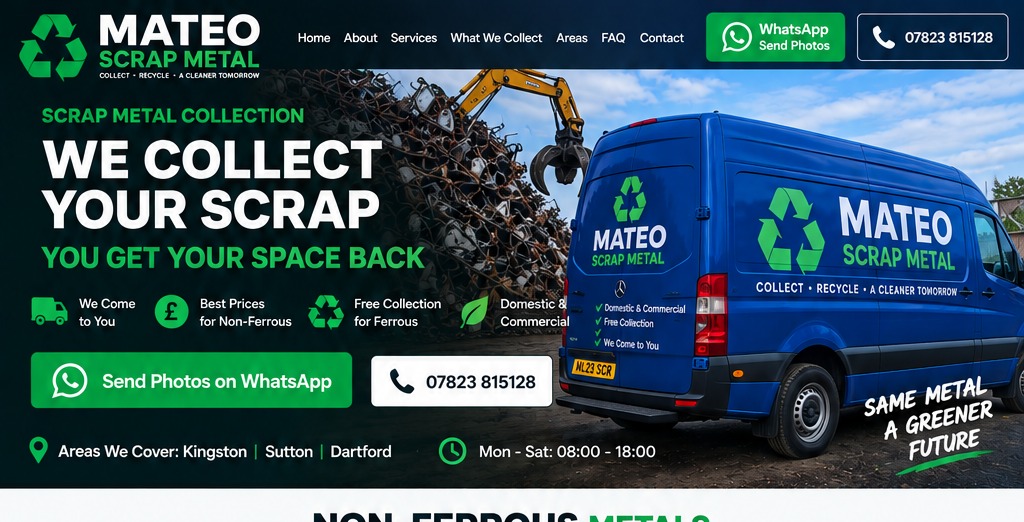 Blue Mercedes Sprinter for Mateo Scrap Metal collection service